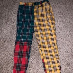 Color Block Tartan Pants
